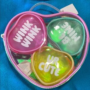 Claire’s 4 Piece Heart-Shaped Bag Set NWT For gifting storing small items/travel